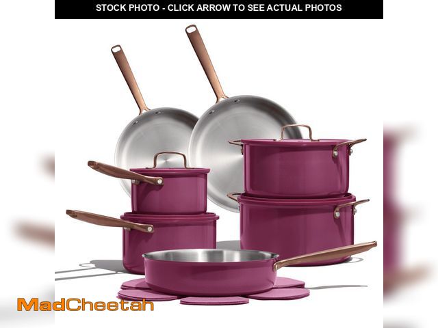 Lot 74-14287893 - Carote 17-Piece Tri-Ply Stainless Steel Pots and Pans Set, Induction Compatible - Purple - UNUSED