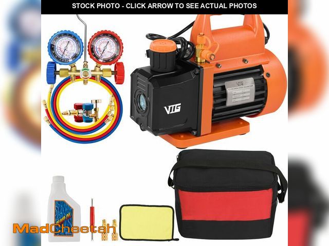 Lot 74-13456198 - VTG VOGTEN 4.5 CFM AC Vacuum Pump and Gauge Setfor Mini Split/HVAC/Auto SystemsManifold Gauge Kit Co...