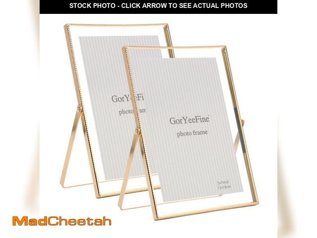 Lot 74-12307189 - Gold 5x7'' Floating Frame Set of 2, For Photo Sizes (3.5 x5'', 4x 6'' up to 5x7'' ), Beautiful Metal...