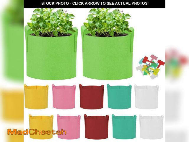 Lot 74-14275786 - AiVeUao 12 Pack 15 Gallon Multicolor Grow Bags, Potato Planting Bag, Colorful Plant Grow Bags with H...