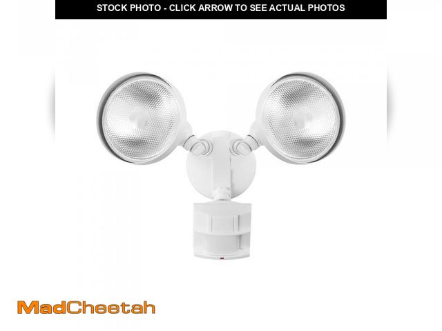 Lot 74-12307152 - Globe Electric 17000273 180-Degree 240 W Twin Head White Hardwired Motion Sensor Security Flood Ligh...