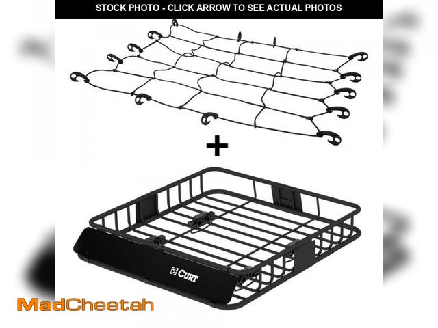 Lot 74-10161974 - *NET ONLY* CURT 42 in. x 37 in. Black Steel Roof Rack Cargo Carrier and Cargo Net Combo Kit - *NET O...
