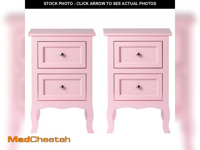 Lot 74-12420562 - UBesGoo Set of 2 Nightstand, Side Table Night Table,Pink - UNUSED