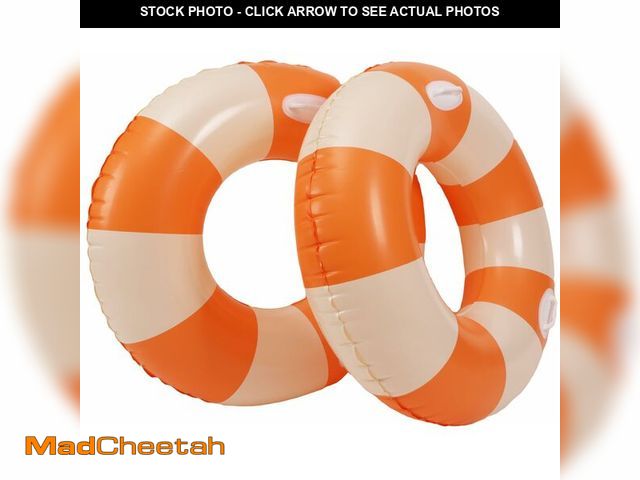 Lot 74-14205340 - 2PCS XL Striped Beach Inflatable 45" Pool Floats for Adult Bachelorette Swim Ring Pool Floaties with...