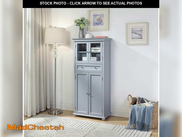 Lot 74-12788064 - Home Decorators Collection Hampton Harbor 25 in. W x 14 in. D x 53 in. H Gray Freestanding Linen Cab...