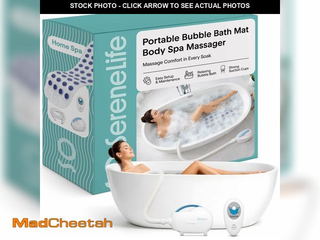 Lot 74-13564306 - SereneLife Bubble Bath Mat, Bathtub Mat with Air Massage and Remote Control, Waterproof, Non-Slip, A...