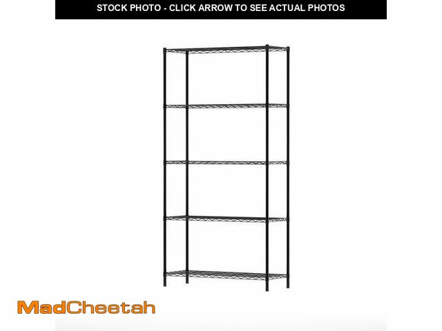 Lot 74-12766053 - Furinno Wayar 5-Tier Metal Storage Shelf Rack, 36 x 14 x 72, Black - UNUSED