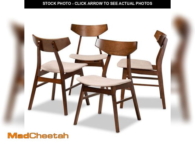 Lot 74-12682535 - Baxton Studio Danica Light Beige and Walnut Brown Fabric Dining Chair (Set of 4) - UNUSED