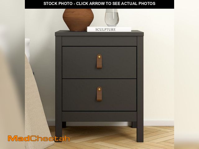 Lot 74-14306328 - Madrid 2-Drawer Black Matte Nightstand - UNUSED