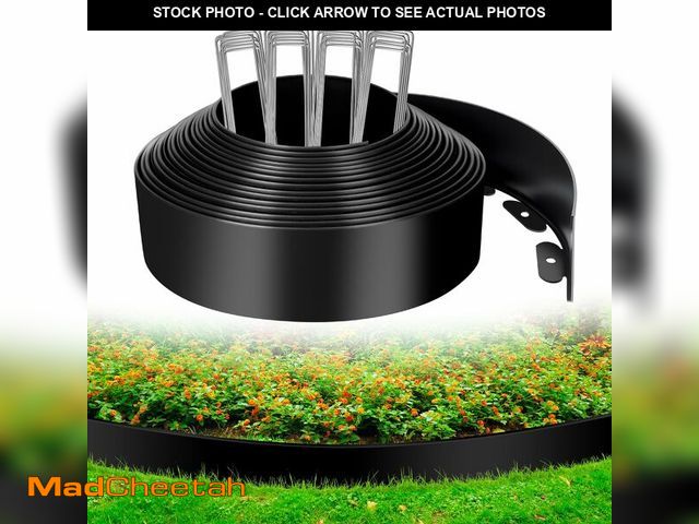 Lot 74-14268915 - Kafuzi 4IN x 33FT Landscape Edging, Garden Edging Borders with 40pcs Metal Stakes, Flexible Plastic ...