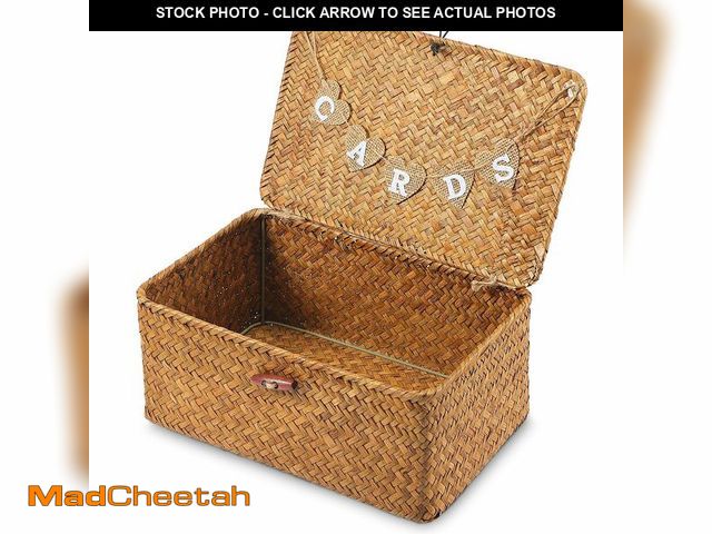 Lot 74-12500697 - Geelin Sea Grass Wedding Card Basket With Letter Flag Decorative Wedding Card Woven Post Box Suitabl...