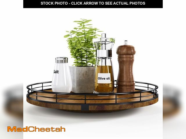 Lot 74-14059207 - Farmhouse Oak 13" Lazy Susan Turntable Organizer for Cabinet, Round Wooden Lazy Susan Organization a...