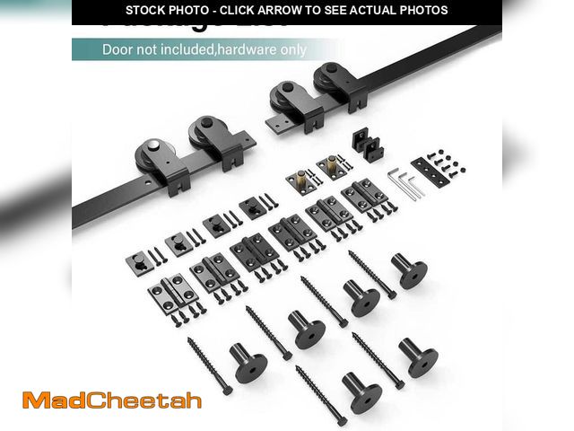 Lot 74-13766439 - WINSOON 7 ft. /84 in. I Shape Frosted Black Top Mount Bi-Fold Sliding Barn Door Hardware Track Kit f...