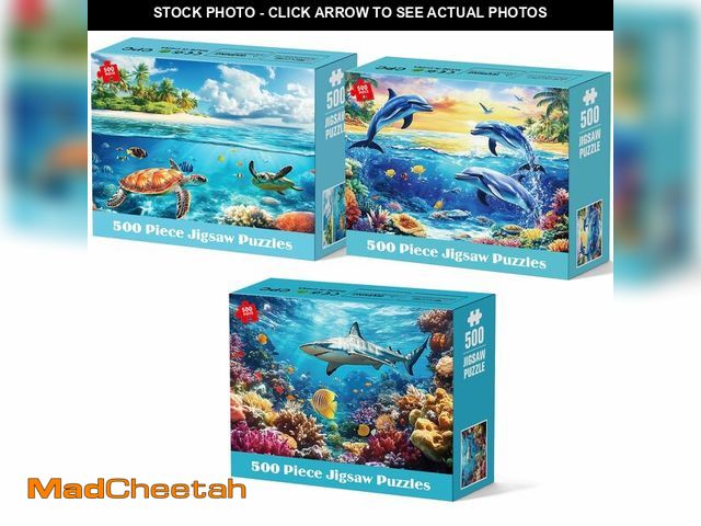 Lot 74-14044292 - 3 Pack Puzzles for Adults 500 Pieces, Sea Turtle Dolphins Sharks Puzzle 500 Piece, Challenging Ocean...
