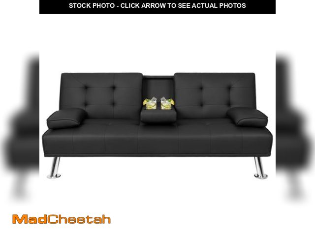 Lot 74-12420061 - Homall Futon Sofa Bed Faux Leather Couch Modern Convertible Folding Recliner with 2 Cup Holders - UN...