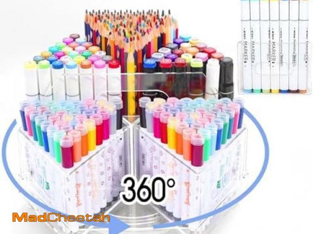 Lot 74-12518249 - *SEE DETAILS* volepet Large Capacity 360ÃÂ° Rotating Marker Organizer with 6 Compartments Acrylic P...