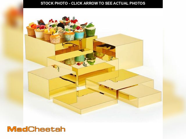 Lot 74-12762166 - Leinuosen 7 Pcs Large Buffet Risers Set 6" to 12" Acrylic Display Box Catering Dessert Table Riser F...