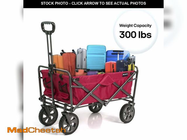 Lot 74-14324924 - Mac Sports Collapsible Folding Outdoor Heavy Duty Utility Wagon, 300 lbs Weight capacity, Red - UNUS...