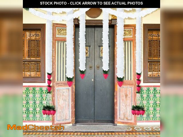 Lot 74-13521217 - FineCheer 8 Pc 348 Inch Total Diwali Decorations Artificial Jasmine Garlands Toran with Lotus Buds T...