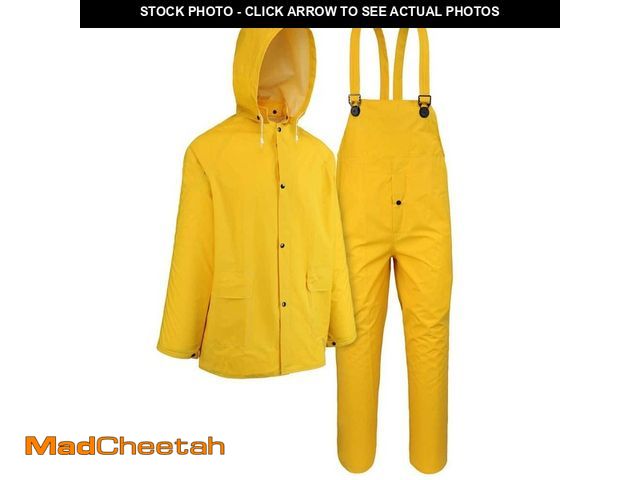 Lot 74-12683633 - Boss Medium Yellow PVC Polyester Rain Suit with Detachable Hood - UNUSED