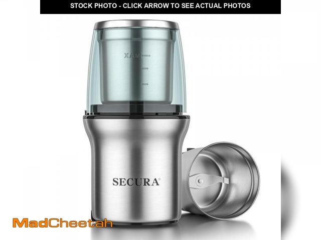 Lot 74-12052051 - Secura Electric Coffee Grinder and Spice Grinder with 1 Stainless Steel Blades Removable Bowl, Dry G...