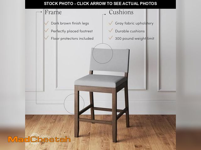 Lot 74-12210165 - Nathan James Linus Modern Upholstered Counter Height Bar Stool with Back and Solid Rubberwood Legs i...