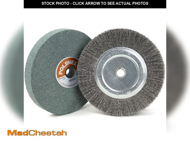 Lot 74-12968743 - 6 Inch Bench Grinder Grinding Wheel &amp; Wire Wheel Brush with 1/2'' Arbor, 60 Grit Silicon Carbide...