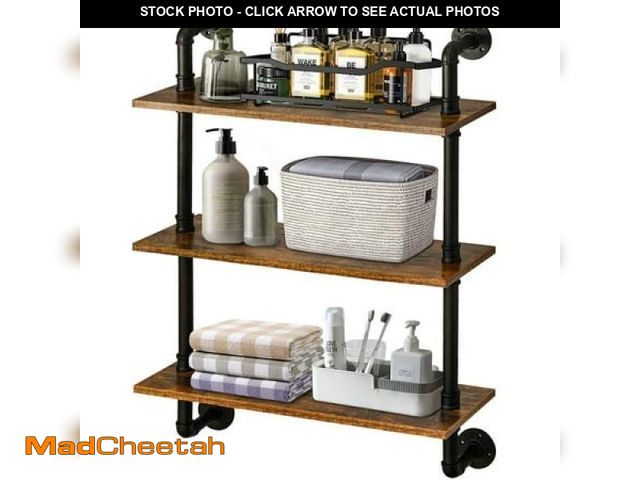Lot 74-12166705 - Floating Shelves  CoPedvic 3-Tier Wood Wall Shelves Mounted for Bathroom  Bedroom  Rustic Brown - UN...