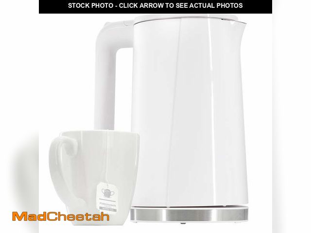 Lot 74-12789471 - MegaChef 1.7 Liter Double Wall Stainless Steel Electric Tea Kettle in White - UNUSED