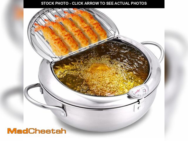 Lot 74-12699739 - cuomaop Deep Fryer Pot, 304 Stainless Steel Japanese Frying Pot with Oil Drain, Temperature Control ...