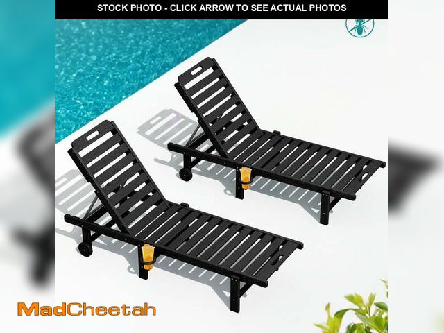 Lot 74-14604454 - SERWALL Outdoor Chaise Lounge Set of 2, Adjustable Patio Chaise Lounge, HDPE Lounge Chair with Rolli...