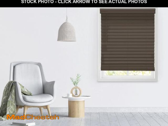 Lot 74-12466191 - Cordless 2-1/2 inch Faux Wood Room Darkening Horizontal Blind Brown - UNUSED