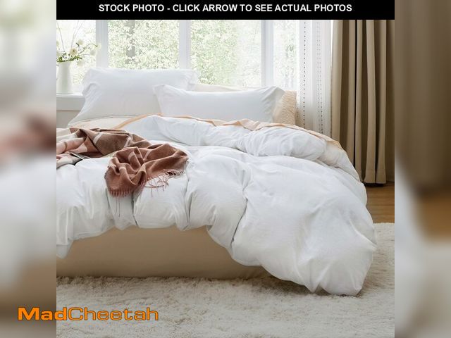 Lot 74-12969858 - Bedsure White Duvet Cover King Size - 3 Pieces Prewashed Cotton-Like Extra Soft Bedding Set, Include...