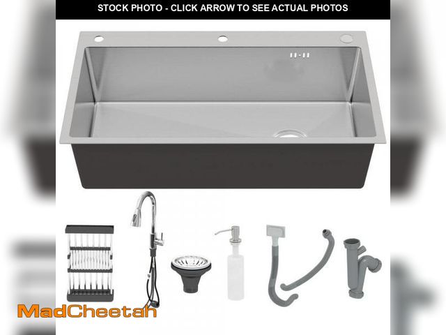 Lot 74-12147595 - Unbranded 28 in. Drop-In/Undermount Single Bowl 16 Gauge Stainless Steel Kitchen Sink with Faucet an...
