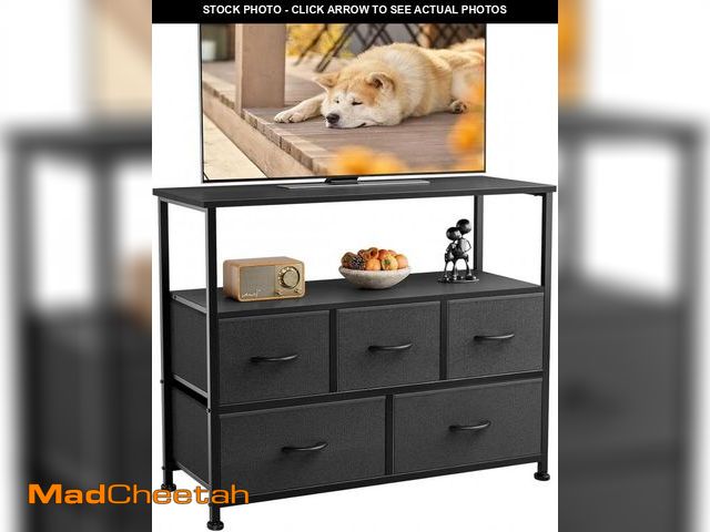 Lot 74-12510126 - DUMOS TV Stand Dresser for Bedroom with 5 Fabric Drawer,Entertainment Center for 45 inch Television,...