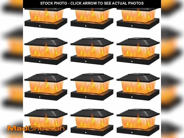 Lot 74-14144615 - APONUO Solar Post Cap Lights with Flickering Flame &amp; Warm White, 12-Pack for 4x4 Wood/Vinyl Post...