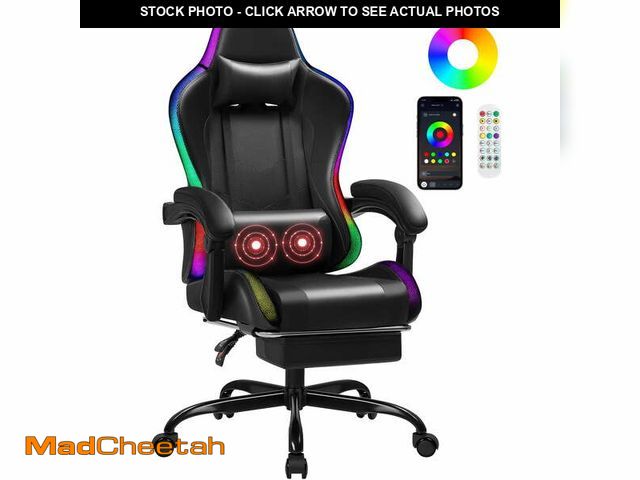 Lot 74-13766573 - Homall RGB Gaming Chair with APP &amp; Remote Control, LED Lights Ergonomic Computer Chair with Foot...