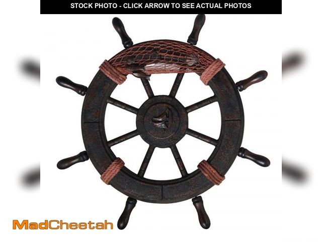 Lot 74-11559048 - Wooden Wheel Mediterranean Wall Decor Nautical Boat Steering Wheel Wall Art for Coastal Theme Interi...