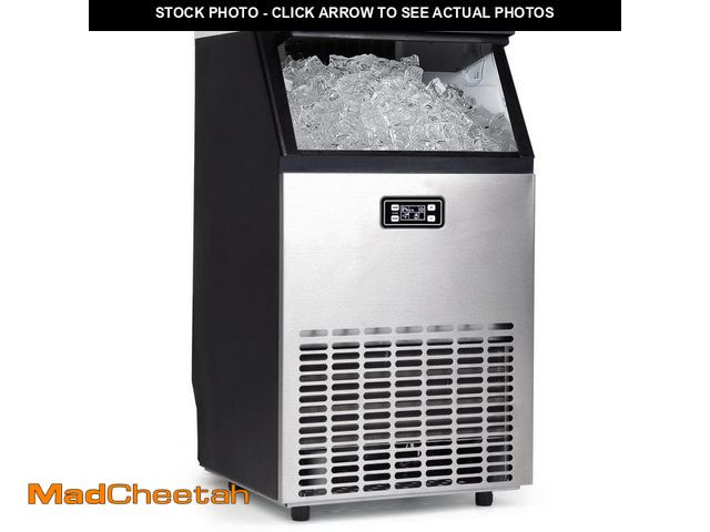 Lot 74-14111841 - Vibekio 17.3 in. 100 lb. /24H Undercounter/Freestanding Full Size Cubes Ice Maker in Stainless Steel...