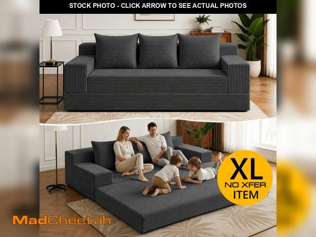 Lot 74-14610274 - Winzoo 2 in 1 Convertible Boneless Couch Bed, Corduroy futon Sofa Bed, Compression Folding Floor Cou...