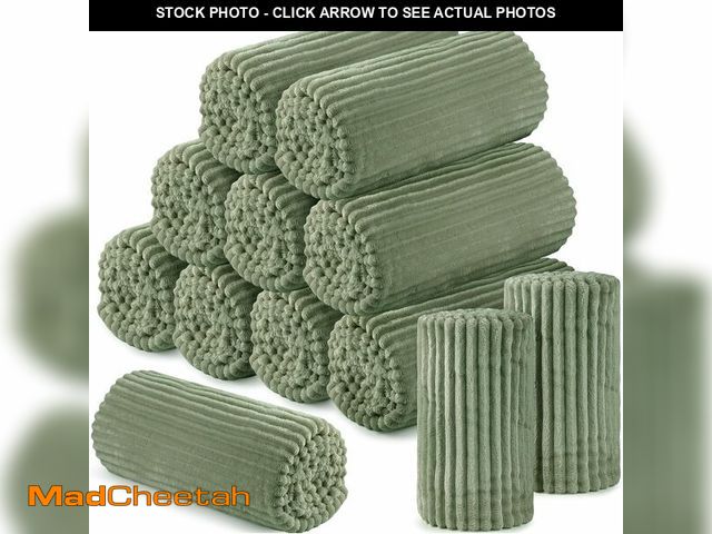 Lot 74-13709305 - Buryeah 12 Pcs Flannel Throw Blanket Bulk 50 x 60 Inch Wedding Throw Blanket Soft Lightweight Winter...