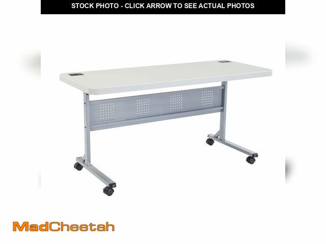 Lot 74-13636954 - National Public Seating BPFT Series 24" W x 60" D Foldable Rectangular Training Table, Plastic, with...