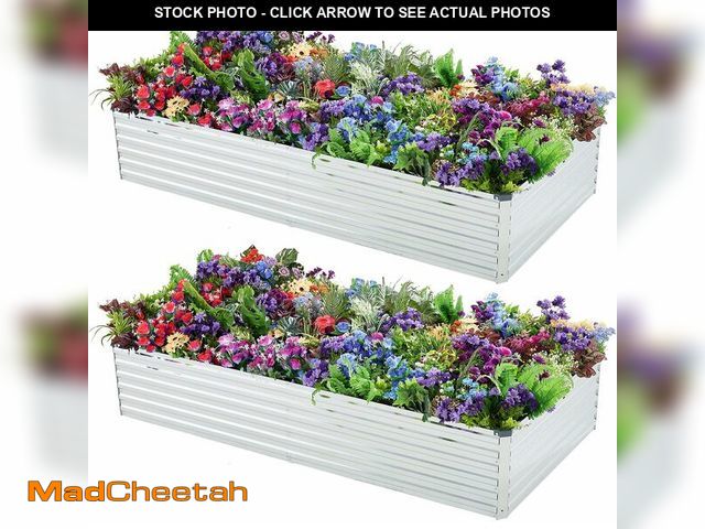 Lot 74-14368474 - Meberam 2 Pack 8x4x1FT Galvanized Raised Garden Beds Kit Outdoor Metal Gardening Planter Box for Veg...
