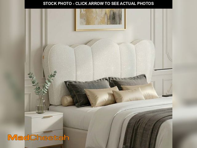 Lot 74-13655923 - Pinmoco Full Upholstered Headboard with Adjustable Height, Crown-Shaped Chenille Fabric Head Board, ...