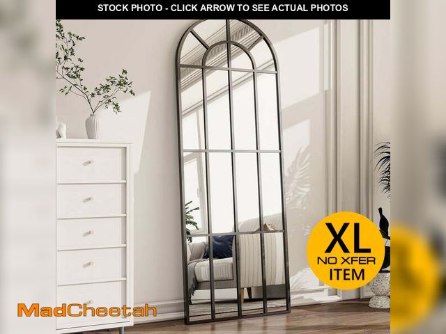 Lot 74-14071631 - BEAUTYPEAK 69"x 25" Arched Full Length Windowpane Mirror Wall-Decor Mirror,Black - UNUSED