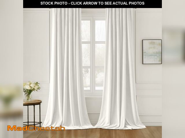 Lot 74-13546065 - MIULEE White Velvet Curtains 108 inches Long 2 Panels - Luxury Pinch Pleated Room Darkening Window D...