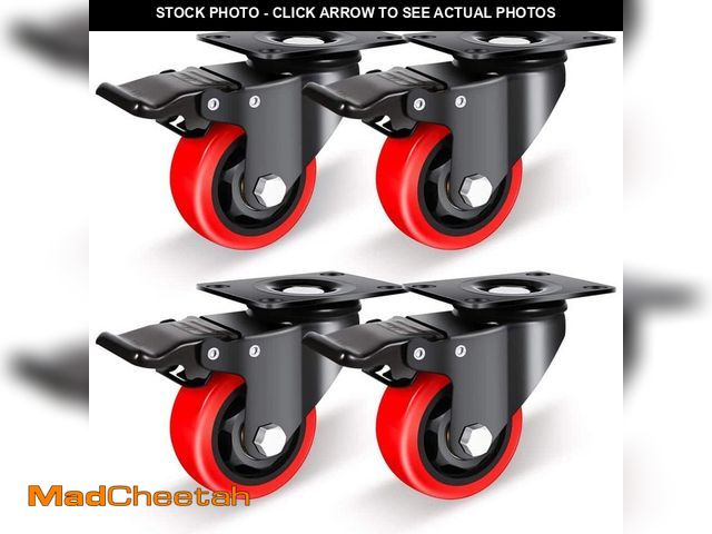 Lot 74-12584540 - Angel Sar 3 in. 1200 lb. Heavy Duty Caster with Brake, No Noise Polyurethane Wheels for Furniture Do...