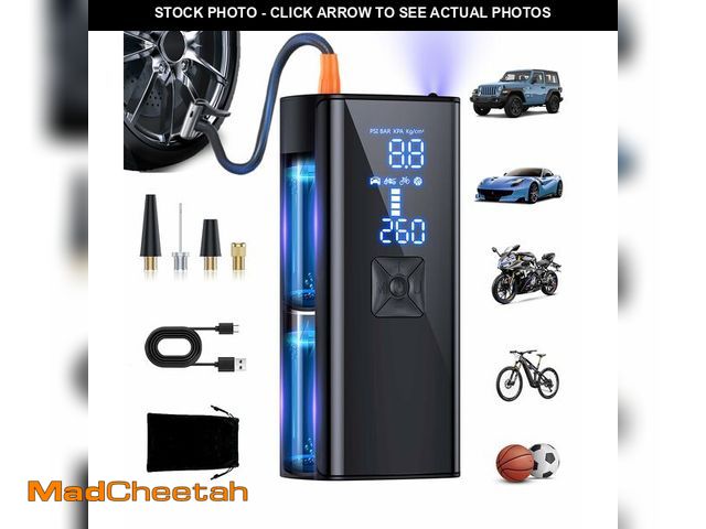 Lot 74-13625244 - GJOSYOI Tire Inflator Portable Air Compressor, 2X Faster Inflation Air Pump with Tire Pressure Gauge...