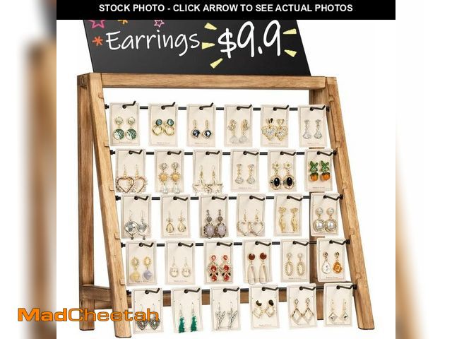 Lot 74-13547354 - Poyilooo Jewelry Display for Vendors Selling, Wood Earring Bracelet Keychain Display for Vendors wit...