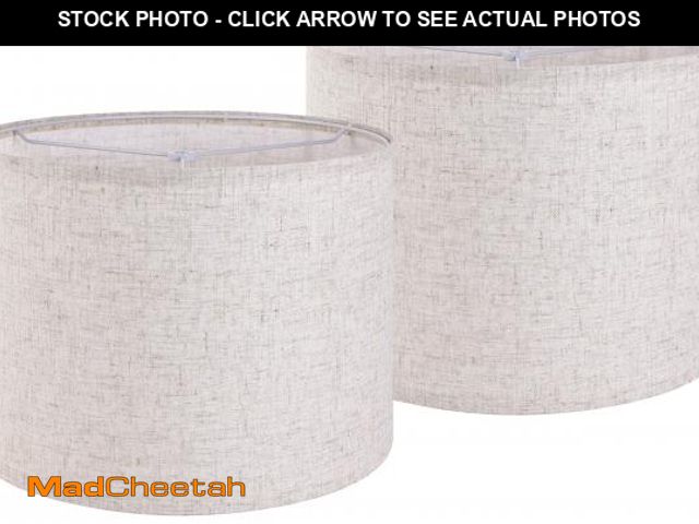 Lot 74-12220571 - Set of 2 Drum Lampshades for Table, Floor &amp; Bedside Lamps - 13 * 13 * 10 inch, Medium Beige Gray...
